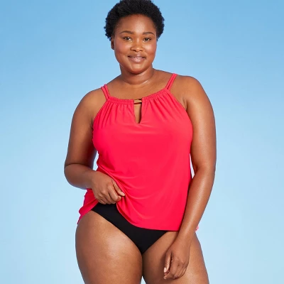 Women's UPF 50 High Neck Keyhole Tankini Top - Aqua Green® 4 Women's UPF 50 High Neck Keyhole Tankini Top - Aqua Green® - Image 2