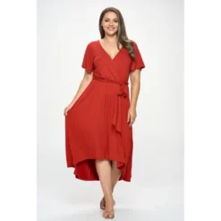 WEST K Women's Georgia Plus Size Faux-Wrap Dress With High-Low Hem And Tie Waist -Mizuno Shop GUEST a7cd9d3b 4ebe 4743 aef1 c7cd0047d536
