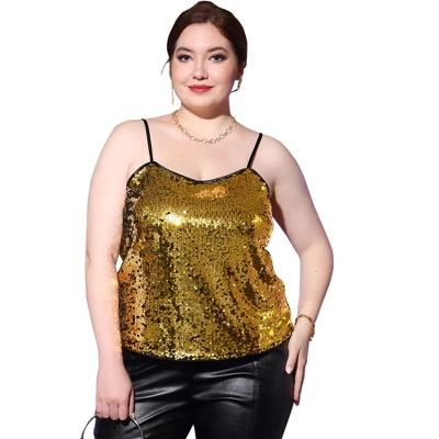 Agnes Orinda Plus Size Tops For Women Sequined Shining Camisole Club Party Sparkle Cami Top 8 Agnes Orinda Plus Size Tops For Women Sequined Shining Camisole Club Party Sparkle Cami Top - Image 6