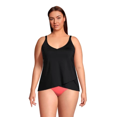 Lands' End Lands' End Women's Long Torso Chlorine Resistant V-Neck Tulip Hem Tankini Swimsuit Top With Adjustable Straps 4 Lands' End Lands' End Women's Long Torso Chlorine Resistant V-Neck Tulip Hem Tankini Swimsuit Top With Adjustable Straps - Image 2