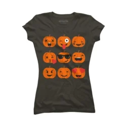 Junior's Design By Humans Halloween Pumpkins Emoji By Honeytree T-Shirt -Mizuno Shop GUEST ad0f3b4d 5632 4c68 b158 c6ddd874e7d7