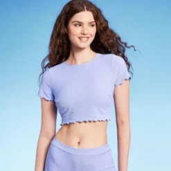 Women's Ruffle Detail Ribbed Short Sleeve Cropped Rashguard - Wild Fable™ Purple 9 Women's Ruffle Detail Ribbed Short Sleeve Cropped Rashguard - Wild Fable™ Purple -Mizuno Shop GUEST ae778006 d718 4b51 af3b 2a50e3c3e5f4