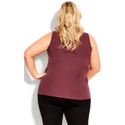 Women's Plus Size Plain Tank - Plum | AVENUE
