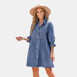 Women's Denim Button-Front Ruffled Mini Dress - Cupshe 15 Women's Denim Button-Front Ruffled Mini Dress - Cupshe -Mizuno Shop GUEST b55da0b8 dd36 4507 a8e6 81dd2fdcba0c