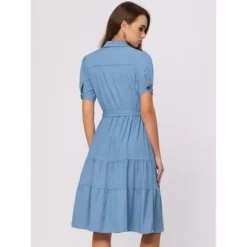 Allegra K Women's Summer V Neck Short Sleeve Button Down Tie Waist Chambray Shirt Dress 10 Allegra K Women's Summer V Neck Short Sleeve Button Down Tie Waist Chambray Shirt Dress -Mizuno Shop GUEST b9838b58 f3a4 4970 920d 9cd9d0a3a6be