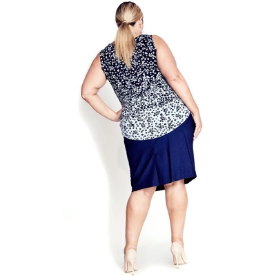 Women's Plus Size Liana Border Top - Blues | AVENUE 3 Women's Plus Size Liana Border Top - Blues | AVENUE