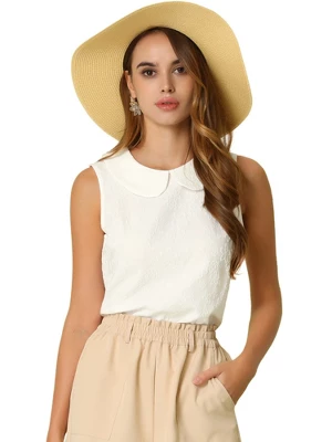 Allegra K Women's Casual Peter Pan Collar Sleeveless Jacquard Floral Tank Top 7 Allegra K Women's Casual Peter Pan Collar Sleeveless Jacquard Floral Tank Top - Image 5