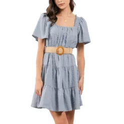 August Sky Women's Contrast Belt Mini Dress -Mizuno Shop GUEST bdc647c6 e89e 4ec1 bc06 fba3b14eb008