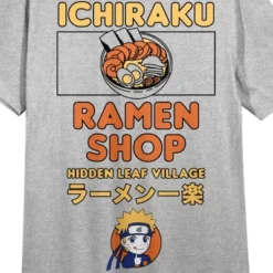 Naruto Shippuden Ichiraku Ramen Shop Crew Neck Short Sleeve Athletic Heather Women's Night Shirt
