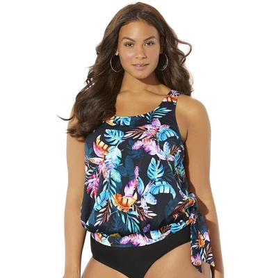 Swimsuits For All Women’s Plus Size Side Tie Blouson Tankini Top 3 Swimsuits For All Women’s Plus Size Side Tie Blouson Tankini Top