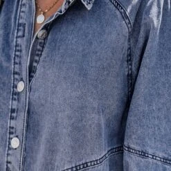 Women's Denim Button-Front Ruffled Mini Dress - Cupshe