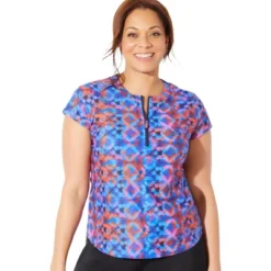 Swimsuits For All Women’s Plus Size Chlorine Resistant Quarter Zip Swim Tee -Mizuno Shop GUEST c35dcde4 f5a6 49d7 a9f9 97ea3d165a83