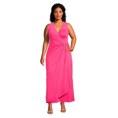 Lands' End Women's Light Weight Cotton Modal Sleeveless Surplice Maxi Dress 4 Lands' End Women's Light Weight Cotton Modal Sleeveless Surplice Maxi Dress - Image 2