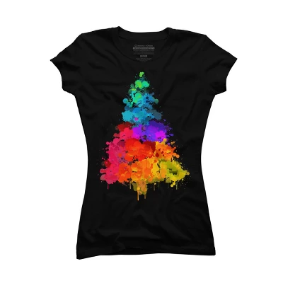 Junior's Design By Humans Colorful Christmas Tree By DesignReadyStore T-Shirt 5 Junior's Design By Humans Colorful Christmas Tree By DesignReadyStore T-Shirt - Image 3