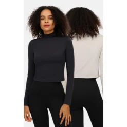 Yogalicious Womens 2 Pack Zenly Evelyn Long Sleeve Mock Neck Crop Top -Mizuno Shop GUEST c96fac3e 2ef4 4b13 8484 acd239a27e18
