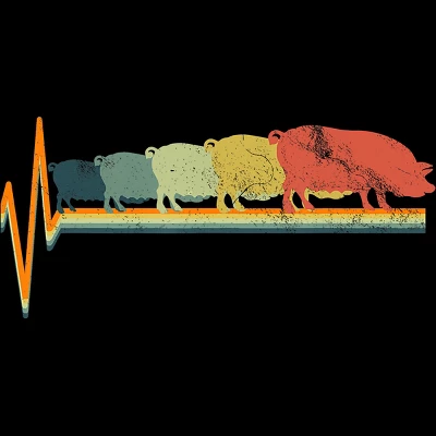 Junior's Design By Humans Heart Beat Retro Rainbow Pig By Luckyst T-Shirt 3 Junior's Design By Humans Heart Beat Retro Rainbow Pig By Luckyst T-Shirt