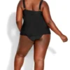 Women's Plus Size V Tiered Tankini Top - Black | AVENUE