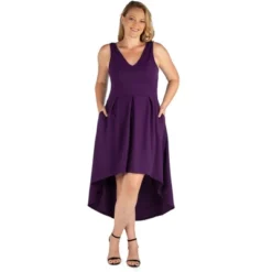 24seven Comfort Apparel Womens Plus Size High Low Party Pocket Dress -Mizuno Shop GUEST cc8eac2f 75c9 4d7b a16e 54592919c4d0