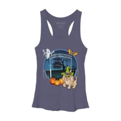 Women's Design By Humans Puppy Dog Witch Hat Halloween Ghost By Fractals Racerback Tank Top -Mizuno Shop GUEST ccbf2d88 b1e4 48dc b328 fd8fc5ec6df8