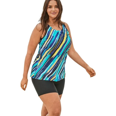 Swim 365 Women’s Plus Size Longer-Length Racerback Tankini Top 5 Swim 365 Women’s Plus Size Longer-Length Racerback Tankini Top - Image 4