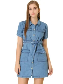 Allegra K Women's Jean Casual Collared Belted Button Down Denim Shirt Dress 19 Allegra K Women's Jean Casual Collared Belted Button Down Denim Shirt Dress -Mizuno Shop GUEST ce97e291 0a7e 4cd5 adbc 20f60d0a61e8