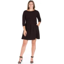 24seven Comfort Apparel Womens Plus Size Perfect Fit And Flare Pocket Dress -Mizuno Shop GUEST d04a120f 01de 4a3c b5dc f799882545bf