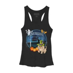 Women's Design By Humans Puppy Dog Witch Hat Halloween Ghost By Fractals Racerback Tank Top -Mizuno Shop GUEST d5352fd2 f291 4871 9f5b b36e571fb1f5