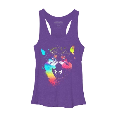 Women's Design By Humans Technicolor Wolf By Clingcling Racerback Tank Top 7 Women's Design By Humans Technicolor Wolf By Clingcling Racerback Tank Top - Image 5