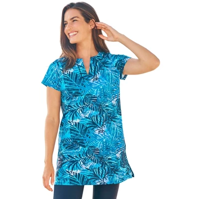 Swim 365 Women’s Plus Size Longer Length Short-Sleeve Swim Tunic 18 Swim 365 Women’s Plus Size Longer Length Short-Sleeve Swim Tunic - Image 16