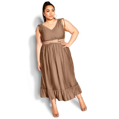 Women's Plus Size Avalina Maxi Dress - Mocha | CITY CHIC 5 Women's Plus Size Avalina Maxi Dress - Mocha | CITY CHIC - Image 3