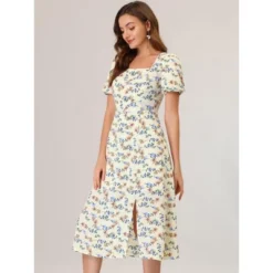 Allegra K Women's Summer Floral Dress Square Neck Puff Short Sleeve Split Midi Dress 11 Allegra K Women's Summer Floral Dress Square Neck Puff Short Sleeve Split Midi Dress -Mizuno Shop GUEST dfe28b9d 833f 43b0 bf16 eaceeea89395