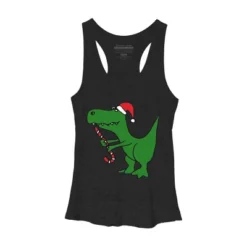 Women's Design By Humans Funny Christmas Green T-rex Dinosaur By SmileToday Racerback Tank Top -Mizuno Shop GUEST e25183d6 3d3a 4dba 930e d203938737ec