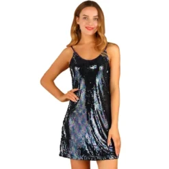 Allegra K Women's Glitter Sparkle Adjustable Prom Strap Mini Sequin Dress -Mizuno Shop GUEST e5f0f07a f02d 4f27 b943 5107aa6a6703