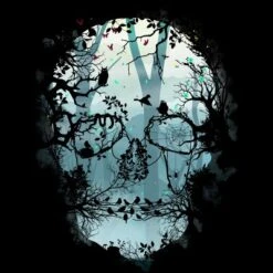 Women's Design By Humans Dark Forest Skull By Sitchko Racerback Tank Top