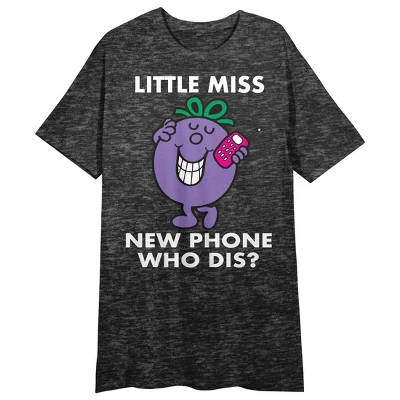 Mr. Men And Little Miss Meme Little Miss New Phone Crew Neck Short Sleeve Charcoal Heather Women's Night Shirt 6 Mr. Men And Little Miss Meme Little Miss New Phone Crew Neck Short Sleeve Charcoal Heather Women's Night Shirt - Image 4