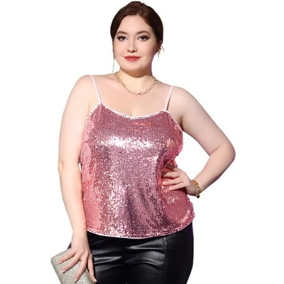 Agnes Orinda Plus Size Tops For Women Sequined Shining Camisole Club Party Sparkle Cami Top 9 Agnes Orinda Plus Size Tops For Women Sequined Shining Camisole Club Party Sparkle Cami Top - Image 7