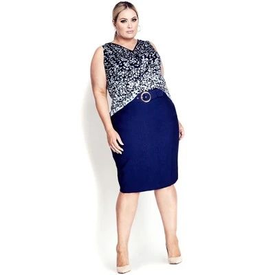 Women's Plus Size Liana Border Top - Blues | AVENUE 4 Women's Plus Size Liana Border Top - Blues | AVENUE - Image 2
