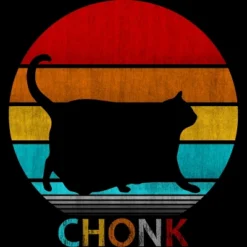 Junior's Design By Humans Vintage Chonk Cat Silhouette By ZeusSE T-Shirt