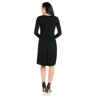 24seven Comfort Apparel Casual Long Sleeve Pleated Dress 4 24seven Comfort Apparel Casual Long Sleeve Pleated Dress - Image 2