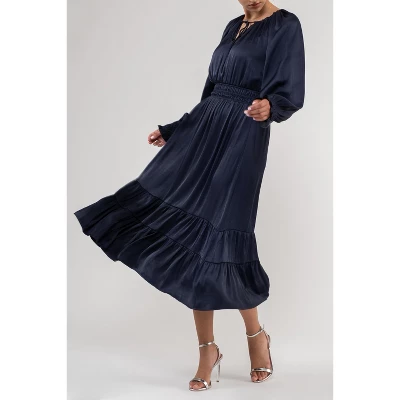 August Sky Women's Drawstring Neckline Midi Dress 6 August Sky Women's Drawstring Neckline Midi Dress - Image 4