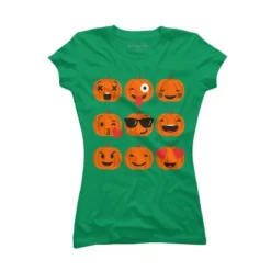 Junior's Design By Humans Halloween Pumpkins Emoji By Honeytree T-Shirt -Mizuno Shop GUEST f581b84c 0cf7 45cb a782 474f147821f6