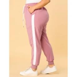 Agnes Orinda Women's Plus Size Skinny Drawstring Elastic Waist Contrast Color Comfort Athletic Jogger Pants -Mizuno Shop GUEST f857f1b8 20a1 47e5 86bd 0f40efa4af96